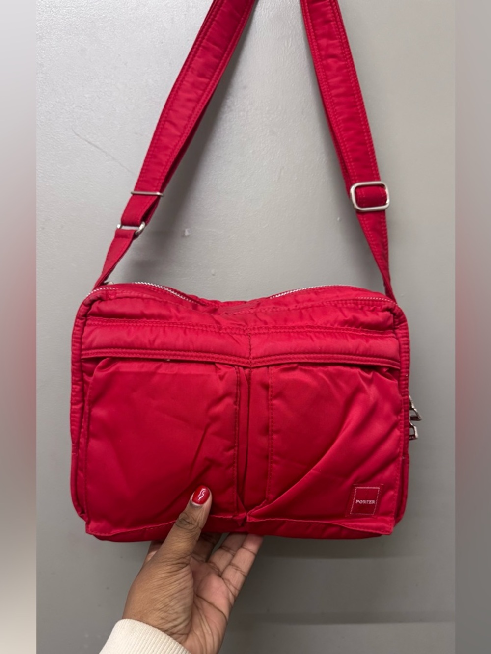 Porter Tanker Sling Bag Red Nylon Japanese Designer Shoulder Bag Unisex Compact - Picture 2 of 8